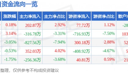 股票行情快报：粤传媒（002181）5月27日主力资金净买入202.87万元