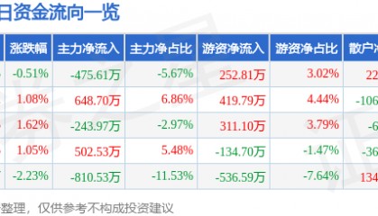 股票行情快报：启明信息（002232）5月21日主力资金净卖出475.61万元