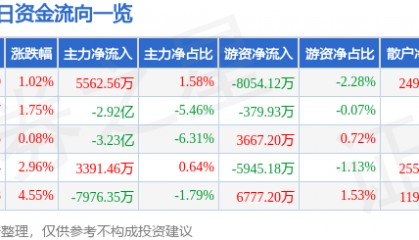 股票行情快报：东华软件（002065）3月11日主力资金净买入5562.56万元