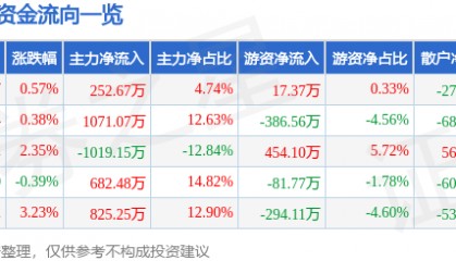 股票行情快报：黑牡丹（600510）3月10日主力资金净买入252.67万元