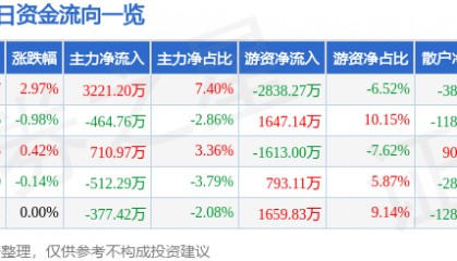 股票行情快报：皖能电力（000543）2月17日主力资金净买入3221.20万元
