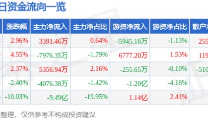 股票行情快报：东华软件（002065）3月6日主力资金净买入3391.46万元